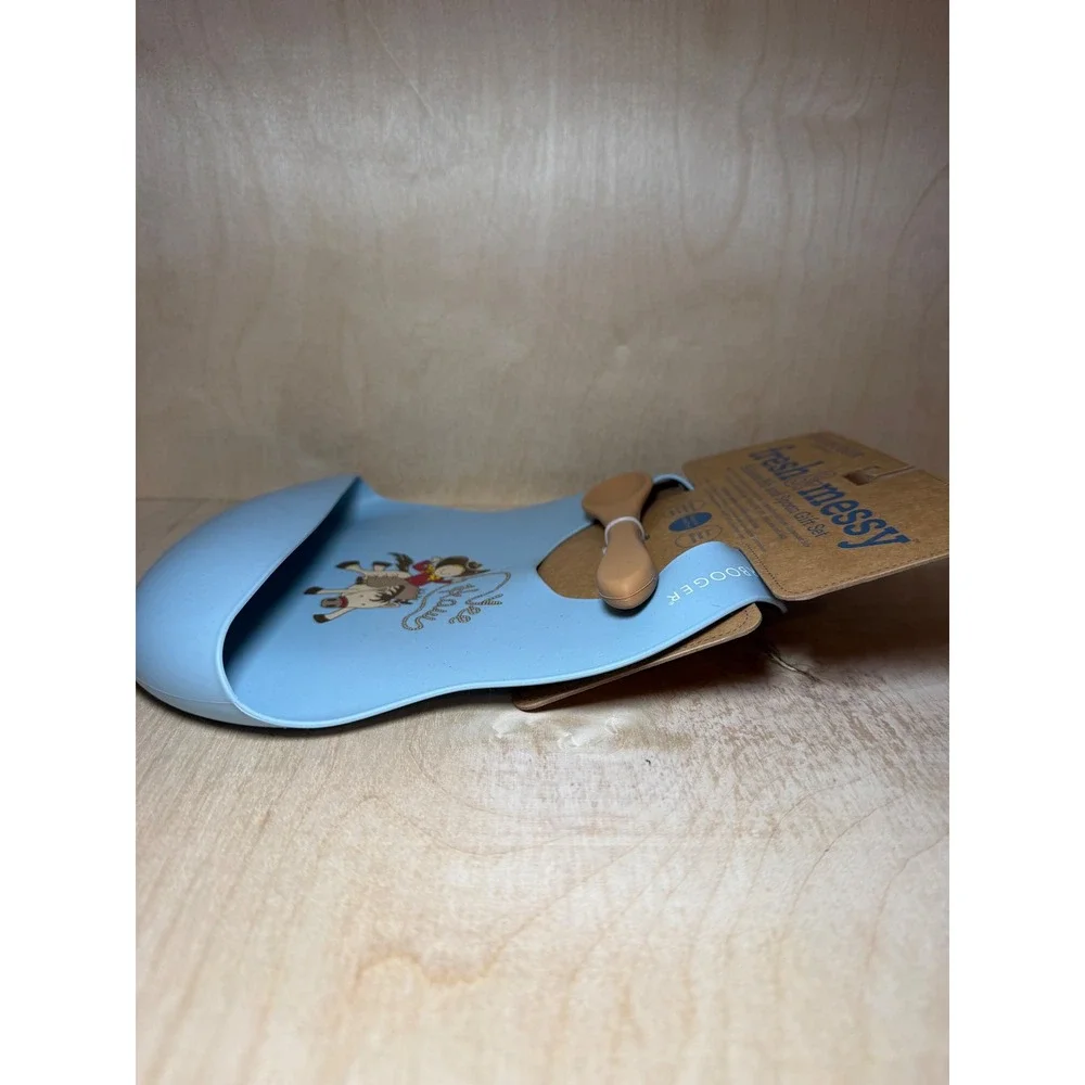 Sugarbooger Fresh‎ & Messy Silicone Bib and Spoon Gift Set Yee Haw Blue Cowboy